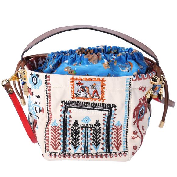 Christian Louboutin Greekaba Embroidered Canvas Crossbody Bag Multicolor - Picture 1 of 7